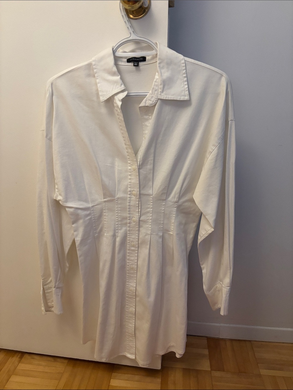 Dynamite white Button-Front Tunic Shirt